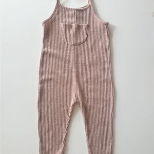 Zara Pink Ribbed Knit Jumpsuit